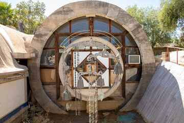USA, Arizona, Scottsdale. Circular Solari architecture and wind bells.