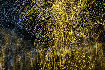 USA, Arizona, Buckeye. Abstract of decorated trees at night during Christmas.