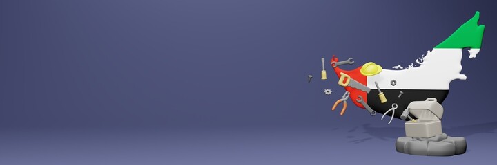 3d rendering of work tools and porters in United Arab Emirates for cover website