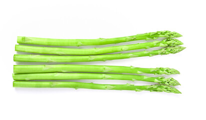 Asparagus on white background. Top view