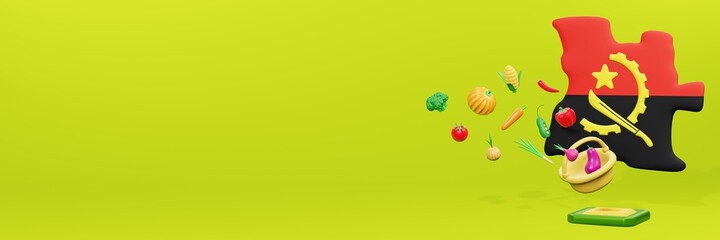 3d rendering of vegetable consumption in Angola for data display and social media
