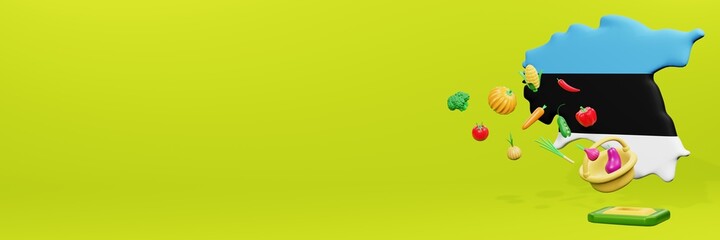 3d rendering of vegetable consumption in Estonia for data display and social media