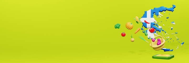 3d rendering of vegetable consumption in Greece for data display and social media