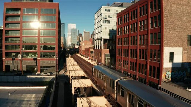 The elevated train moves people around the inner city in Chicago