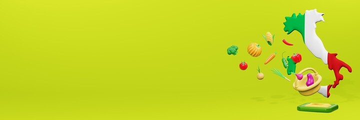 3d rendering of vegetable consumption in Italia for data display and social media