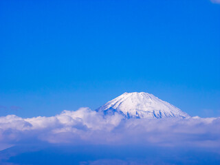 Snowy Mount Fuji (view from Owakudani, Hakone, Kanagawa, Japan)