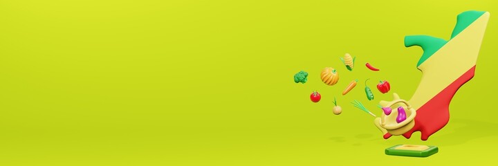 3d rendering of vegetable consumption in Republic Of Congo for data display and social media