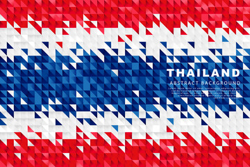 Thailand flag. Abstract background of small triangles in the form of colorful red, white and blue stripes of the Thai flag.