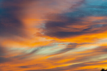 Fototapeta premium USA, Idaho. Backlit Cirrus Clouds can make a magnificent sunset.