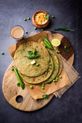 Green peas paratha or matar paratha