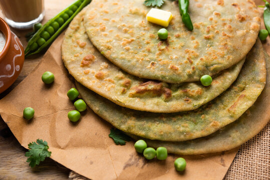 Green peas paratha or matar paratha