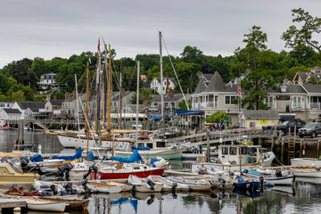 Fototapeta na wymiar Boats in harbor in Camden, Maine, USA