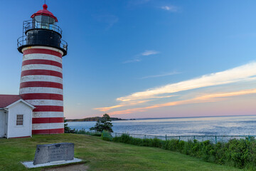 West Quoddy Head Lighthouse is easternmost point in USA near Lubec, Maine, USA