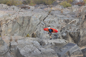 USA, Maryland, Great Falls, Potomac River and Kayaker