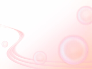 ピンクの球体と曲線のアブストラクトグラフィック背景（白グラデーション背景）