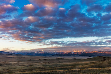 Beautiful sunrise clouds above the Camas Prairie, Montana, USA