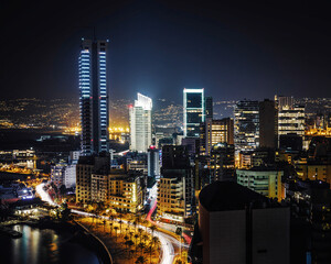 Fototapeta premium Night view of Beirut before the explosion