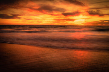 Fototapeta na wymiar USA, New Jersey, Cape May National Seashore. Sunset on ocean shore.
