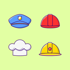Fototapeta premium Professional worker hat cartoon style icon illustration