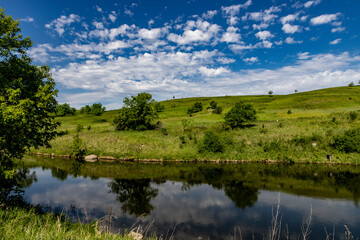 Wetlands pond at Fort Ransom Wildlife Management Area near Fort Ransom, North Dakota, USA