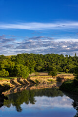 The Sheyenne River catches morning light near Fort Ransom, North Dakota, USA