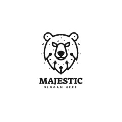 Vector Logo Illustration Bear Line Art Style.