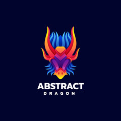 Vector Logo Illustration Dragon Gradient Colorful Style.