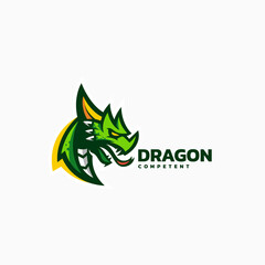 Obraz premium Vector Logo Illustration Dragon Simple Mascot Style.