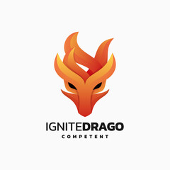 Vector Logo Illustration Ignite Dragon Gradient Colorful Style.