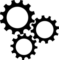 Three gear sign simple icon on background.eps