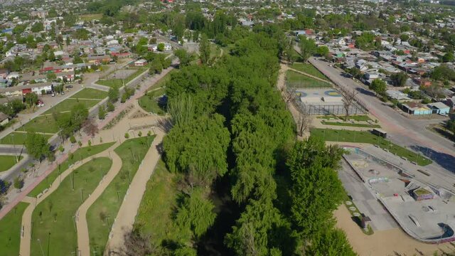 central square of the city of talca maule region seventh region aerial shot of beautiful garden