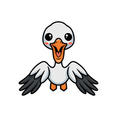 Cute pelican bird cartoon flying