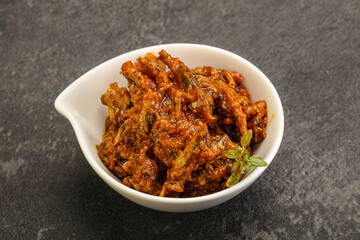 Canned anchovy in tomato sauce