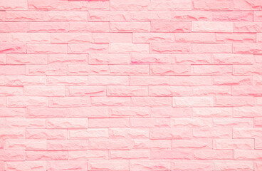 Pastel pink and white brick wall texture background. Brickwork pattern stonework flooring interior stone  design stack decoration.