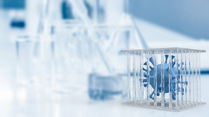 The virus in cage for medical or sci concept 3d rendering