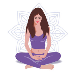 Beautiful fashion woman in a lotus pose