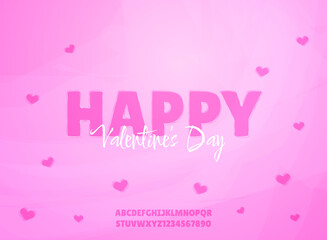 	
elegant pink watercolor happy valentines day text effect with love
