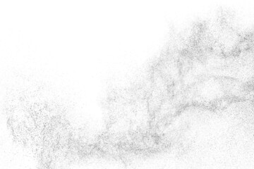 Distressed black texture. Dark grainy texture on white background. Dust overlay textured. Grain noise particles. Rusted white effect. Grunge design elements. Vector illustration, EPS 10.
