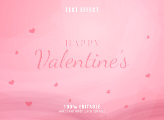 cute pink watercolor happy valentines day text effect