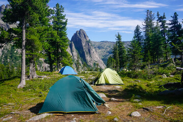 Tent camp in the Ergaki Nature Reserve