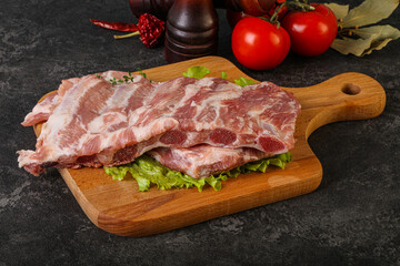 Raw pork ribs for cooking
