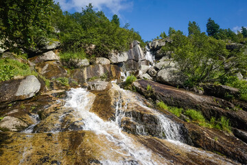 Fototapeta na wymiar Waterfall of Mountain Spirits in Ergaki Natural Park