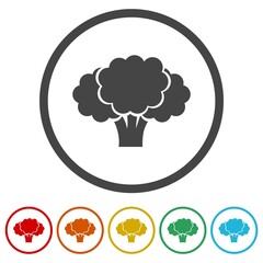 Broccoli icons set isolated on white background