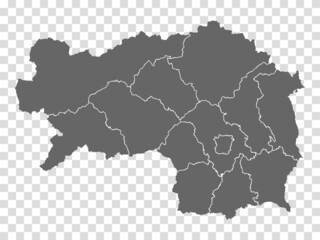 Map  State Styria  of Austria on transparent background. Blank Map Styria with districts   for your web site design, logo, app, UI. Austria. EPS10.