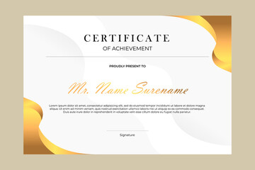 Certificate template design with simple and premium golden geometric style