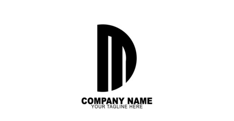 Abstract monogram letter alphabet m logo design in half circle shape, M logo