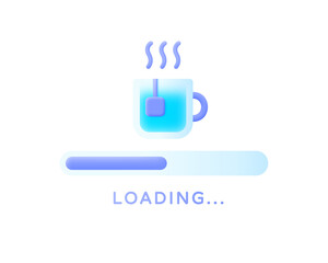 Fototapeta premium Realistic 3d illustration with loading for concept design. Symbol, vector illustration. Modern 3d design template with tea loading on white background