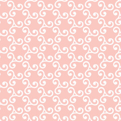 Seamless ornament. Modern pink and white background. Geometric modern pattern