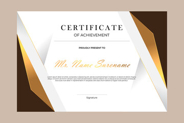 Certificate template design with simple and premium golden geometric style