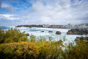 Seaside and beach of the city of Biarritz